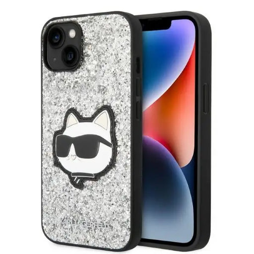 Karl Lagerfeld KLHCP14MG2CPS iPhone 14 Plus 6.7’’ silver/silver hardcase Glitter Choupette Patch - Cell phone cases