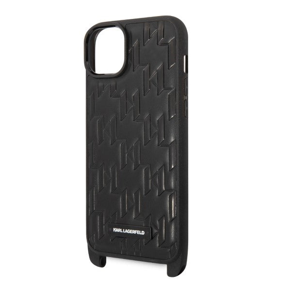 Karl Lagerfeld KLHCP14MSTMK iPhone 14 Plus 6.7’’ hardcase black/black Monogram Plaque Logo Strap - Cell phone cases