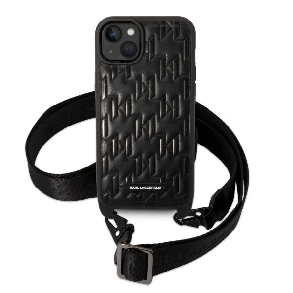 Karl Lagerfeld KLHCP14MSTMK iPhone 14 Plus 6.7’’ hardcase black/black Monogram Plaque Logo Strap - Cell phone cases