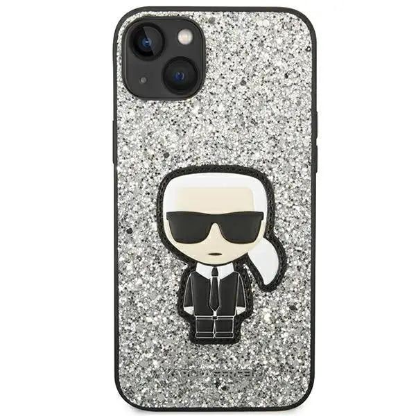 Karl Lagerfeld KLHCP14SGFKPG iPhone 14 6.1 ’hardcase silver / silver Glitter Flakes Ikonik - Cell phone cases
