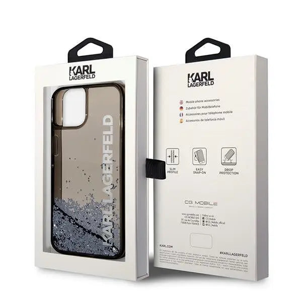 Karl Lagerfeld KLHCP14SLCKVK iPhone 14 6.1 ’black / black hardcase Liquid Glitter Elong - Cell phone cases