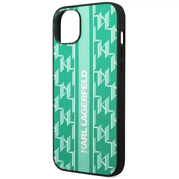 Karl Lagerfeld KLHCP14SPGKLSKN iPhone 14 6.1 ’hardcase green / green Monogram Stripe - Cell phone cases