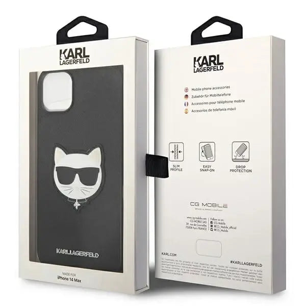 Karl Lagerfeld KLHCP14SSAPCHK iPhone 14 6,1’’ hardcase czarny/black Saffiano Choupette Head Patch - Cell phone cases
