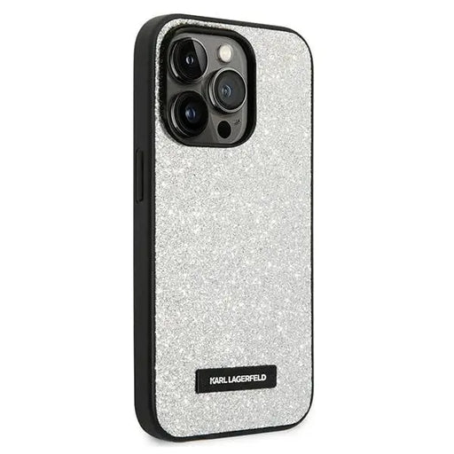 Karl Lagerfeld KLHCP14XG2ELS iPhone 14 Pro Max 6.7 ’hardcase silver / silver Glitter Plaque Logo - Cell phone cases