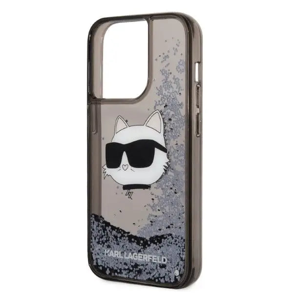 Karl Lagerfeld KLHCP14XLNCHCK iPhone 14 Pro Max 6.7’’ black/black hardcase Glitter Choupette Head - Cell phone cases