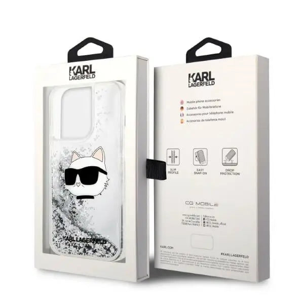 Karl Lagerfeld KLHCP14XLNHCS iPhone 14 Pro Max 6.7’’ silver/silver hardcase Glitter Choupette Head - Cell phone cases