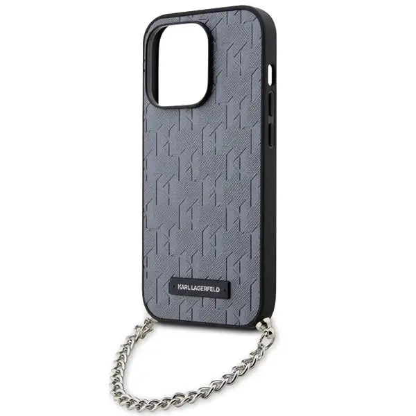 Karl Lagerfeld KLHCP14XSACKLHPG iPhone 14 Pro Max 6.7’’ silver/silver hardcase Saffiano Monogram Chain - Cell phone