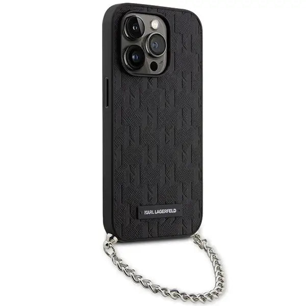 Karl Lagerfeld KLHCP14XSACKLHPK iPhone 14 Pro Max 6.7’’ black/black hardcase Saffiano Monogram Chain - Cell phone cases
