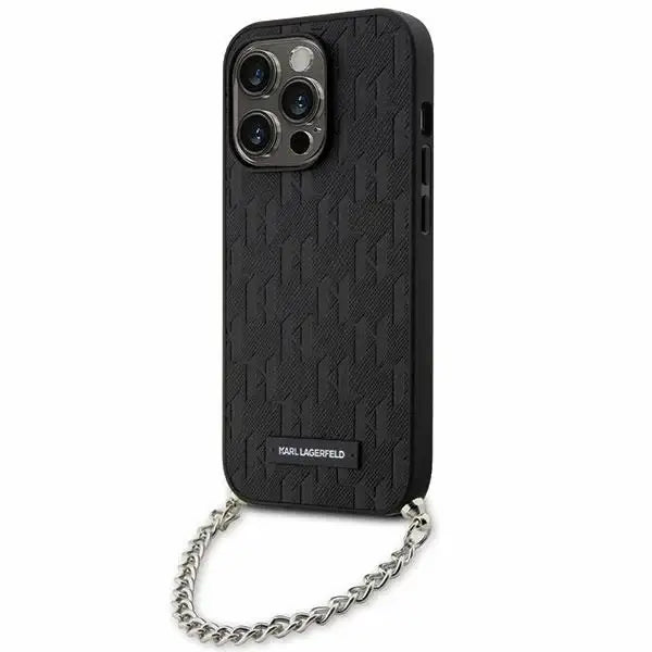 Karl Lagerfeld KLHCP14XSACKLHPK iPhone 14 Pro Max 6.7’’ black/black hardcase Saffiano Monogram Chain - Cell phone cases