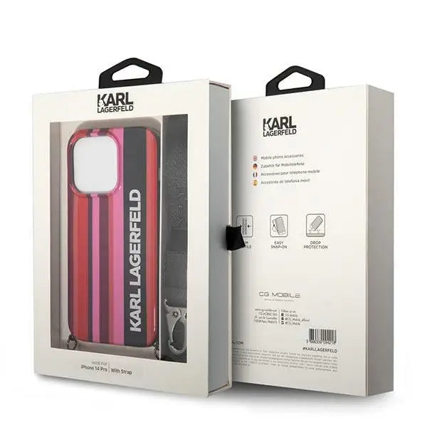 Karl Lagerfeld KLHCP14XSTSTP iPhone 14 Pro Max 6.7 ’hardcase pink / pink Color Stripes Strap - Cell phone cases