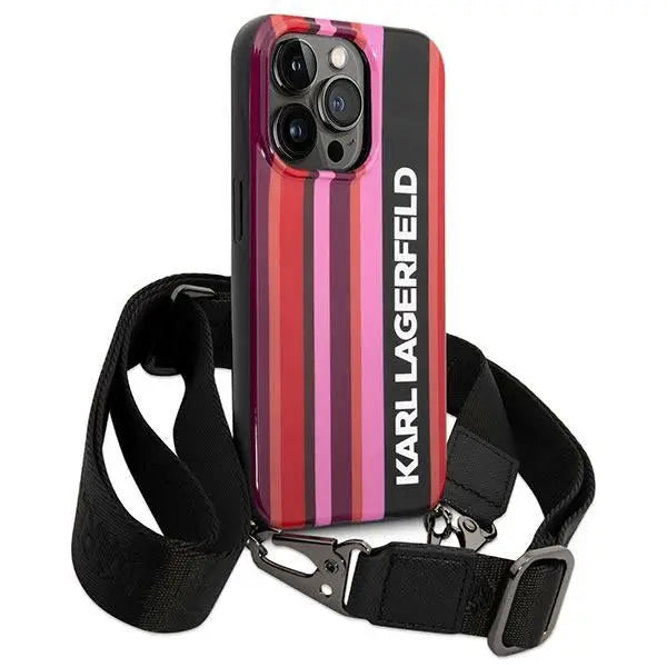 Karl Lagerfeld KLHCP14XSTSTP iPhone 14 Pro Max 6.7 ’hardcase pink / pink Color Stripes Strap - Cell phone cases