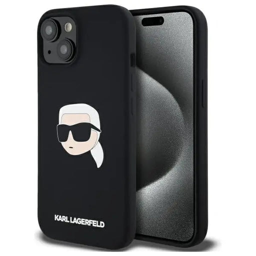 Karl Lagerfeld KLHMP15SSKHPPLK iPhone 15 6.1’’ black/black hardcase Silicone Karl Head Print MagSafe - Cell phone cases