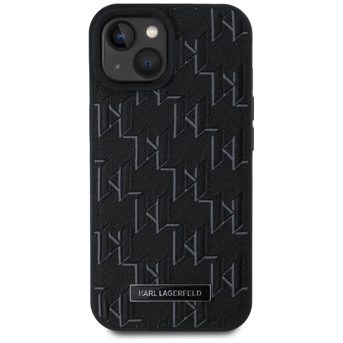 Karl Lagerfeld Leather Monogram Metal Logo case for iPhone 15 / 14 / 13 - black - Cell phone cases