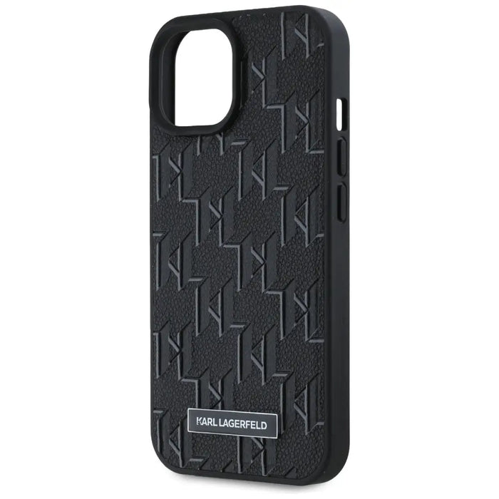Karl Lagerfeld Leather Monogram Metal Logo case for iPhone 15 / 14 / 13 - black - Cell phone cases