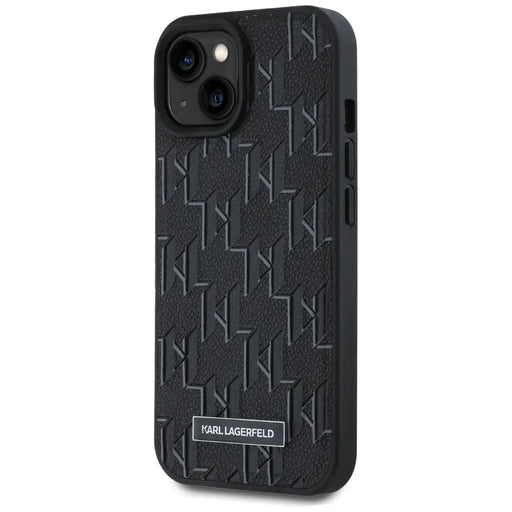 Karl Lagerfeld Leather Monogram Metal Logo case for iPhone 15 / 14 / 13 - black - Cell phone cases