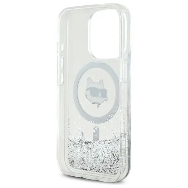 Karl Lagerfeld Liquid Glitter Choupette Head Magsafe iPhone 16 Pro Case - Clear - Cell phone cases