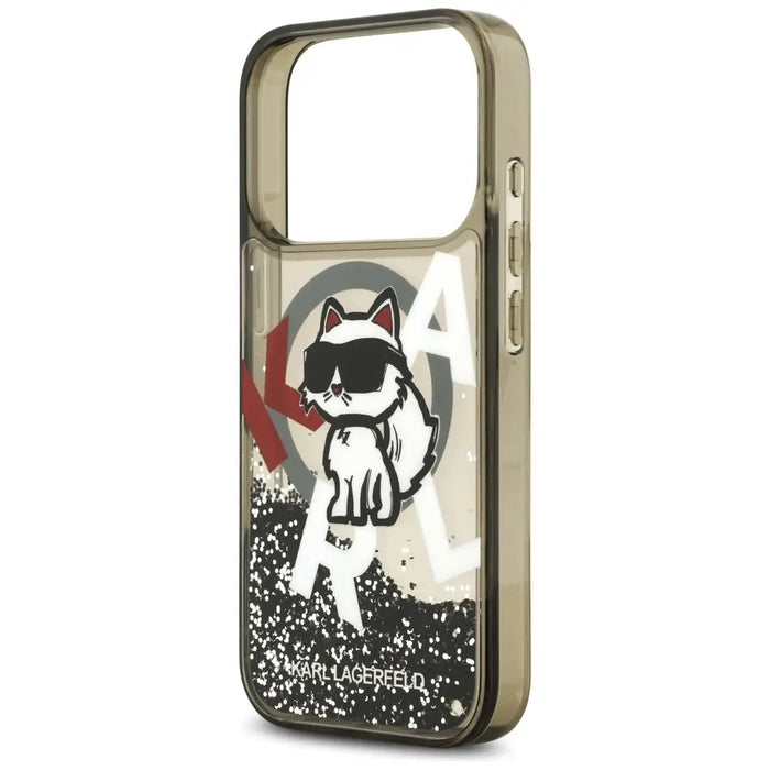 Karl Lagerfeld Liquid Glitter Choupette Logo MagSafe Case for iPhone 17 Pro - Black - Cell phone cases