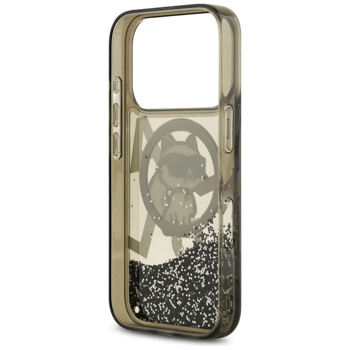 Karl Lagerfeld Liquid Glitter Choupette Logo MagSafe Case for iPhone 17 Pro - Black - Cell phone cases
