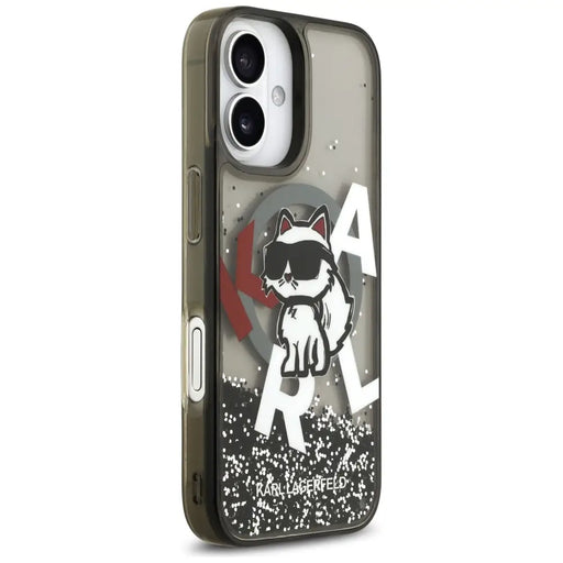 Karl Lagerfeld Liquid Glitter Choupette Logo MagSafe iPhone 17 Case - Black - Cell phone cases and covers<<<HurtelXML