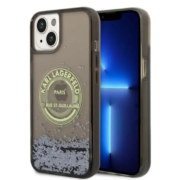 Karl Lagerfeld Liquid Glitter RSG case for iPhone 14 Plus - black - Cell phone cases and covers<<<HurtelXML