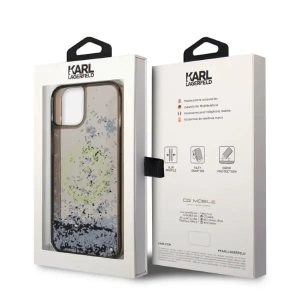 Karl Lagerfeld Liquid Glitter RSG case for iPhone 14 Plus - black - Cell phone cases and covers<<<HurtelXML