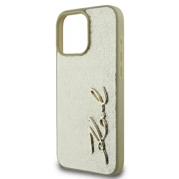 Karl Lagerfeld Metal Signature iPhone 16 Pro Case - Gold - Cell phone cases and covers<<<HurtelXML