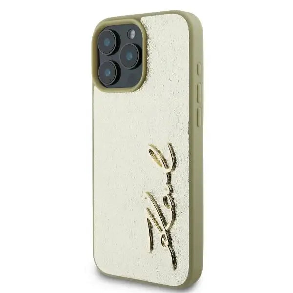 Karl Lagerfeld Metal Signature iPhone 16 Pro Case - Gold - Cell phone cases and covers<<<HurtelXML