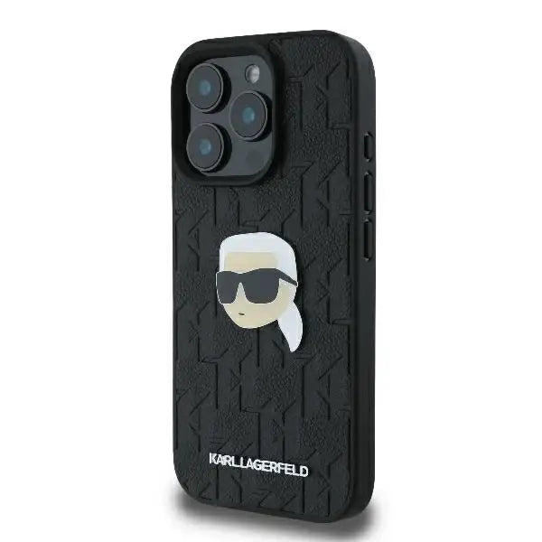 Karl Lagerfeld Monogram Karl Head Pin iPhone 16 Pro Max Case - Black - Cell phone cases and covers<<<HurtelXML
