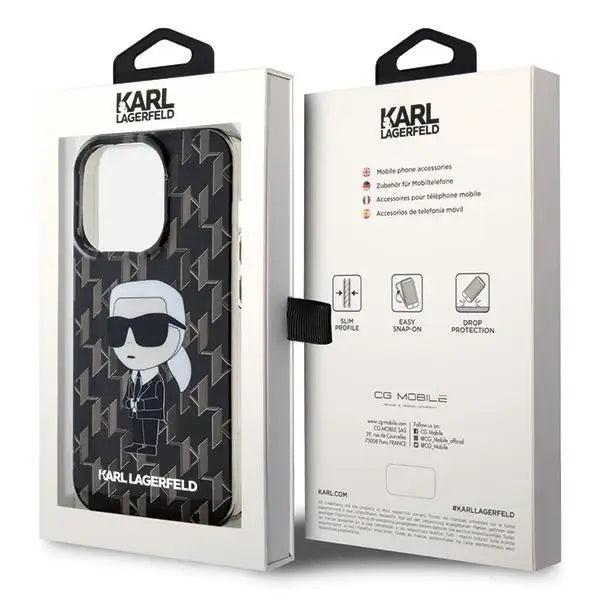 Karl Lagerfeld Monogram Ikonik Case for iPhone 15 Pro Max - Black - Cell phone cases and covers<<<HurtelXML