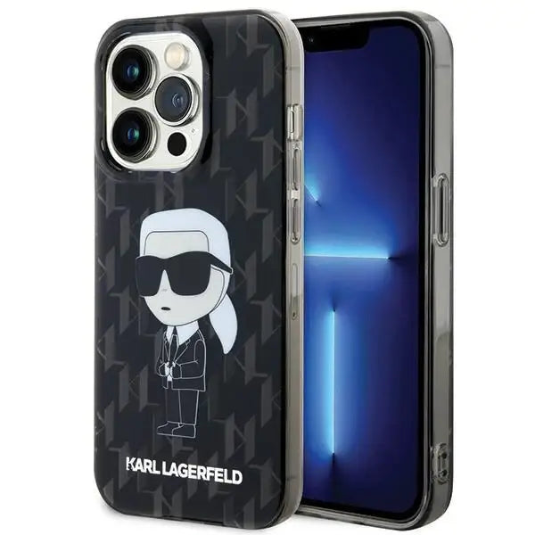 Karl Lagerfeld Monogram Ikonik Case for iPhone 15 Pro Max - Black - Cell phone cases and covers<<<HurtelXML