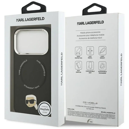 Karl Lagerfeld Karl Pin MagSafe Case for iPhone 17 Pro - Black - Cell phone cases and covers<<<HurtelXML