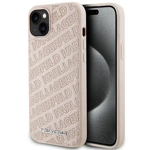 Karl Lagerfeld Quilted K Pattern case for iPhone 15 - pink - Cell phone cases and covers<<<HurtelXML