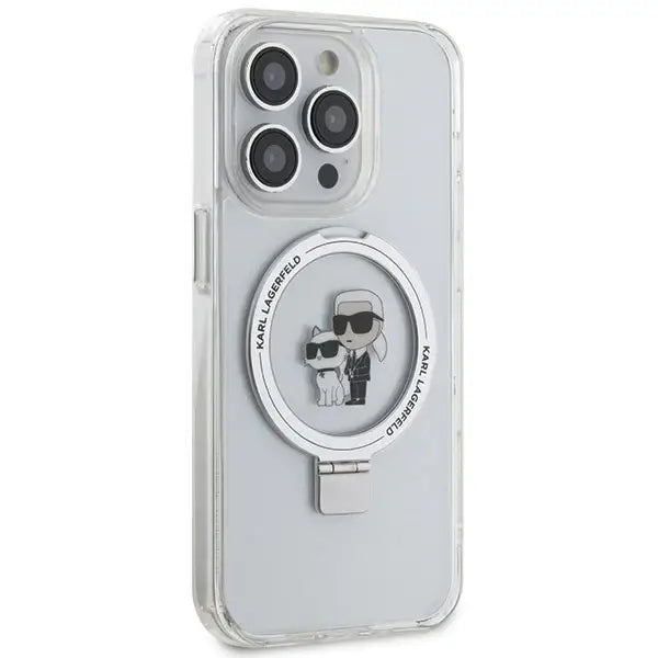 Karl Lagerfeld Ring Stand Karl&Choupette MagSafe case for iPhone 14 Pro Max - white - Cell phone cases
