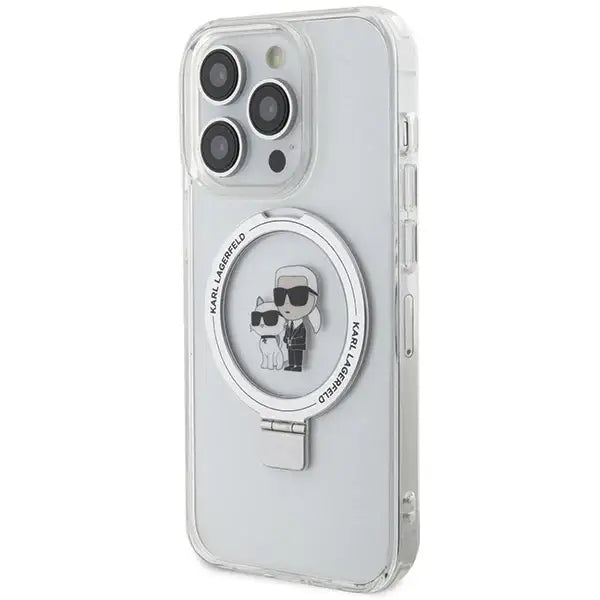 Karl Lagerfeld Ring Stand Karl&Choupette MagSafe case for iPhone 14 Pro Max - white - Cell phone cases