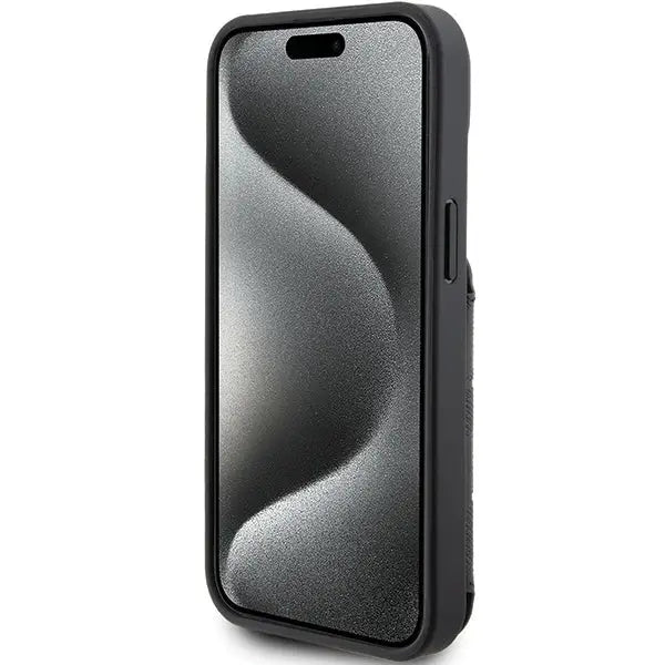 Karl Lagerfeld Saffiano Cardslots and Stand Monogram Choupette case for iPhone 15 - black - Cell phone cases