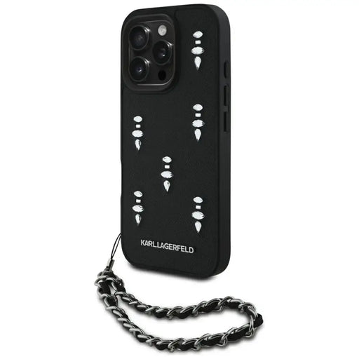 Karl Lagerfeld Saffiano Crystals w/Chain iPhone 16 Pro Max Case - Black - Cell phone cases and covers<<<HurtelXML