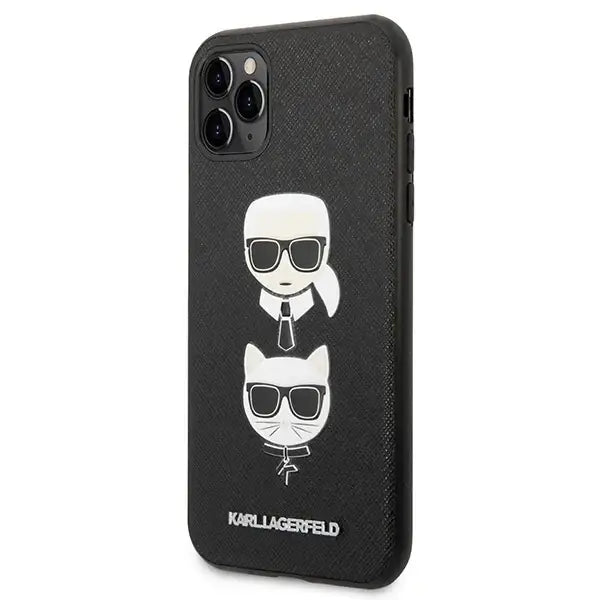 Karl Lagerfeld Saffiano Karl&Choupette Head Case for iPhone 11 Pro 5.8’’ - Black - Cell phone cases