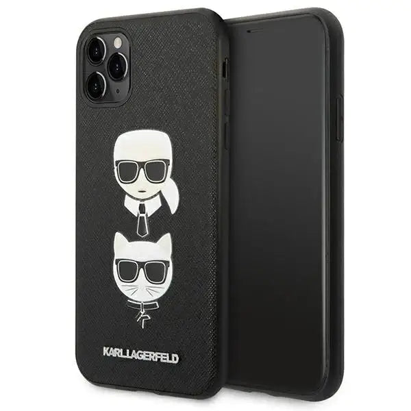 Karl Lagerfeld Saffiano Karl&Choupette Head Case for iPhone 11 Pro 5.8’’ - Black - Cell phone cases
