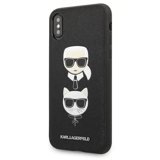 Karl Lagerfeld Saffiano Karl&Choupette Head case for iPhone X/XS - black - Cell phone cases and covers<<<HurtelXML