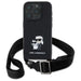Karl Lagerfeld Saffiano Karl&Choupette Metal Pin CBDY Strap iPhone 16 Pro Max Case - Black - Cell phone cases