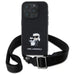 Karl Lagerfeld Saffiano Karl&Choupette Metal Pin CBDY Strap iPhone 16 Pro Case - Black - Cell phone cases