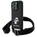Karl Lagerfeld Saffiano Karl&Choupette Metal Pin CBDY Strap iPhone 16 Pro Max Case - Black - Cell phone cases
