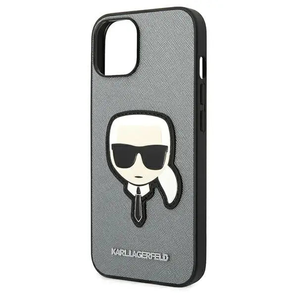 Karl Lagerfeld Saffiano Karl’s Head Patch case for iPhone 14 Plus - silver - Cell phone cases and covers<<<HurtelXML