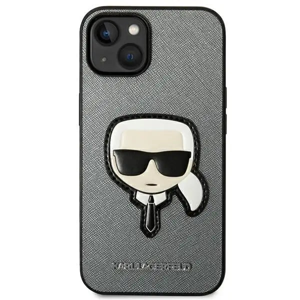 Karl Lagerfeld Saffiano Karl’s Head Patch case for iPhone 14 Plus - silver - Cell phone cases and covers<<<HurtelXML
