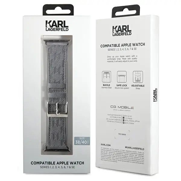 Karl Lagerfeld Saffiano Monogram strap for Apple Watch 38/40/41mm - silver - Other cell phone equipment<<<HurtelXML