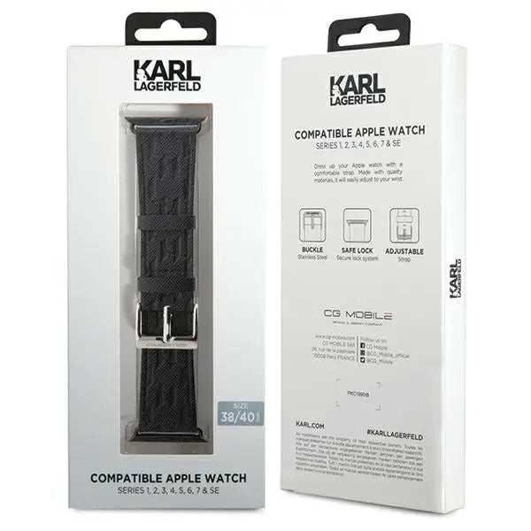 Karl Lagerfeld Saffiano Monogram strap for Apple Watch 38/40/41mm - black - Other cell phone equipment<<<HurtelXML