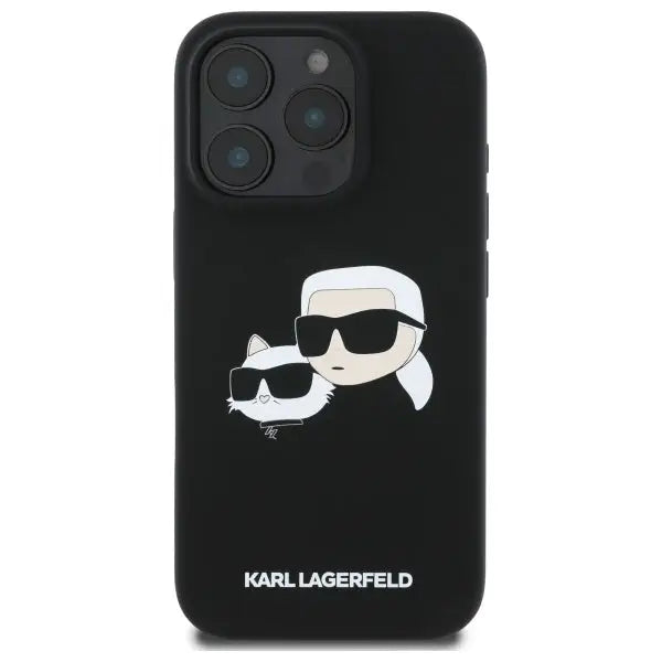Karl Lagerfeld Silicone Case Heads Print MagSafe for iPhone 16 Pro Max - Black - Cell phone cases and covers<<<HurtelXML