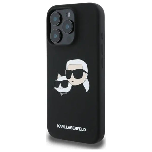 Karl Lagerfeld Silicone Case Heads Print MagSafe for iPhone 16 Pro Max - Black - Cell phone cases and covers<<<HurtelXML