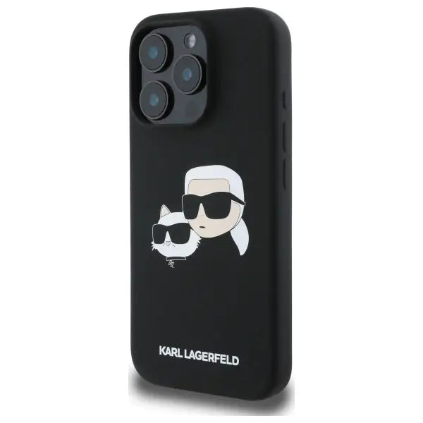 Karl Lagerfeld Silicone Case Heads Print MagSafe for iPhone 16 Pro Max - Black - Cell phone cases and covers<<<HurtelXML