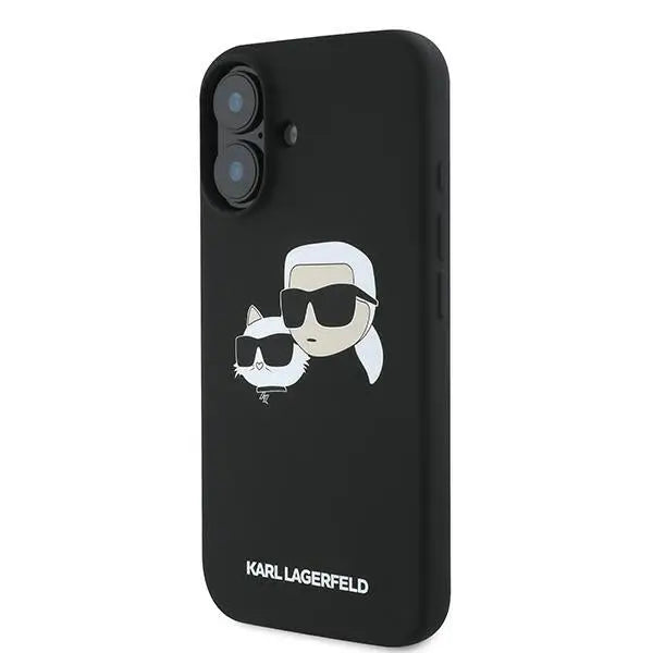 Karl Lagerfeld Silicone Case Nauble Heads Print MagSafe for iPhone 16 Plus - Black - Cell phone cases
